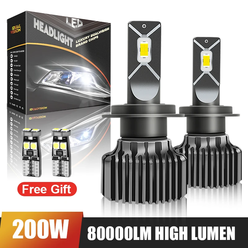 

Dualvision 200W 80000LM F5C K5C Plus H1 H7 Led Canbus 9005 HB3 9006 HB4 H4 H11 H9 H8 Headlight Bulbs Diode Car Lights 12V 6000K