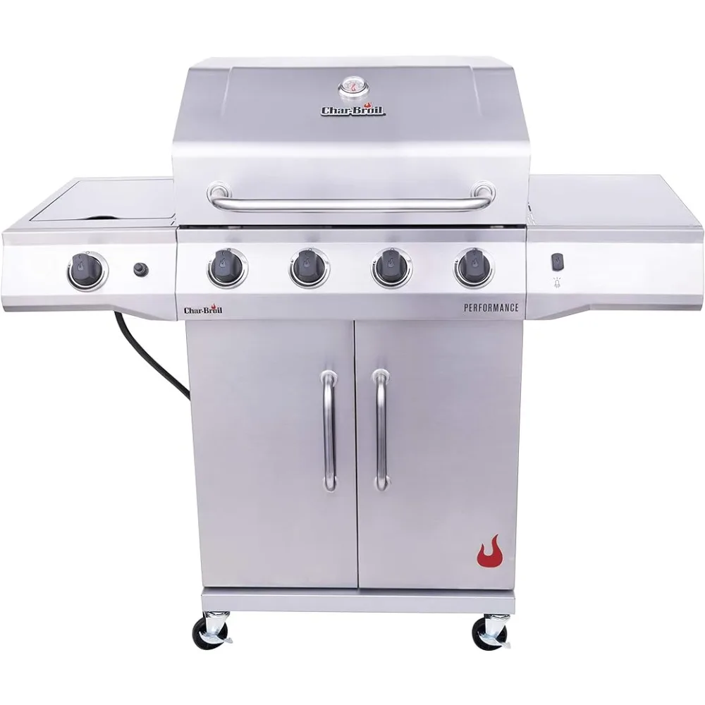 

Char-Broil 463354021 Performance 4-Burner Cabinet Style Liquid Propane Gas Grill, Stainless Steel Bbq Grill Outdoor