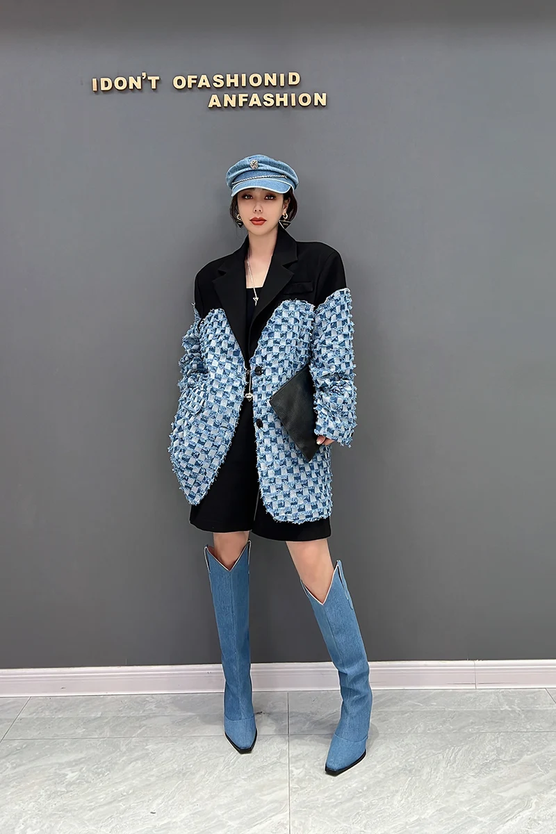 SuperAen Europe 2022 Autumn New Korean Fashion Splice Denim Coat Casual Office Lady Women Blazer
SuperAen Europe 2022 Autumn New Korean Fashion Splice Denim Coat Casual Office Lady Women Blazer