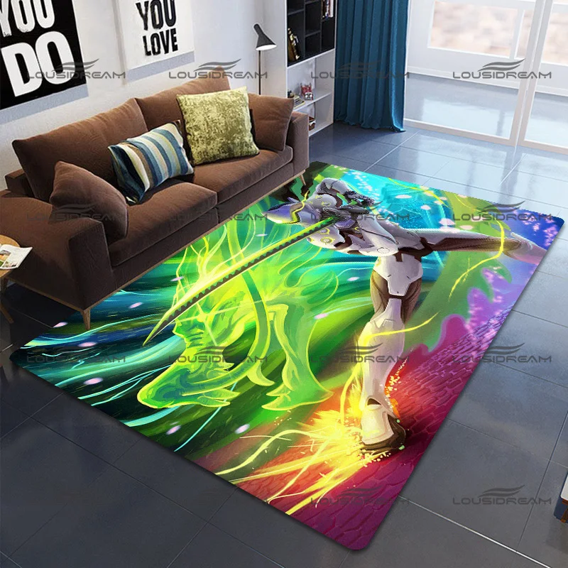 

Popular 3D Shooter Decorative Carpet Square Flannel Overwatch Floor Mats Modern Home Living Room Rugs Bedroom Carpet