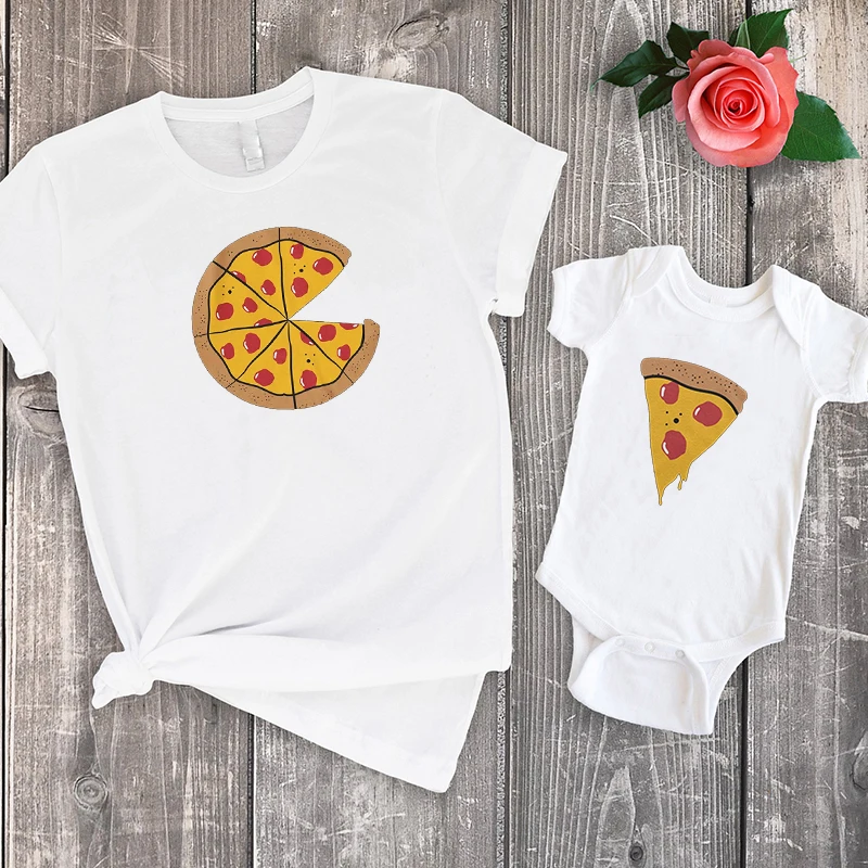 

2022 семейная одежда с принтом пиццы и ломтиками, футболки с принтом для папы, ребенка, сына и дочки, Модный комплект рубашек для всей семьи 2022, для большой сестры
