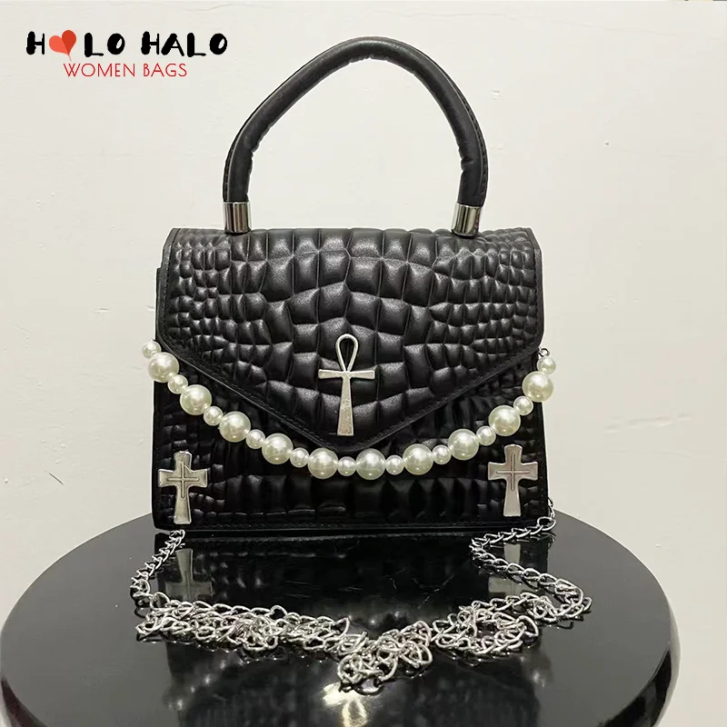 Punk Cross Purses and Handbags Y2K Niche Crossbody Bag Pearl Chain Designer Shoulder Bag for Women Irregular Stone Pu Leather
Punk Cross Purses and Handbags Y2K Niche Crossbody Bag Pearl Chain Designer Shoulder Bag for Women Irregular Stone Pu Leather