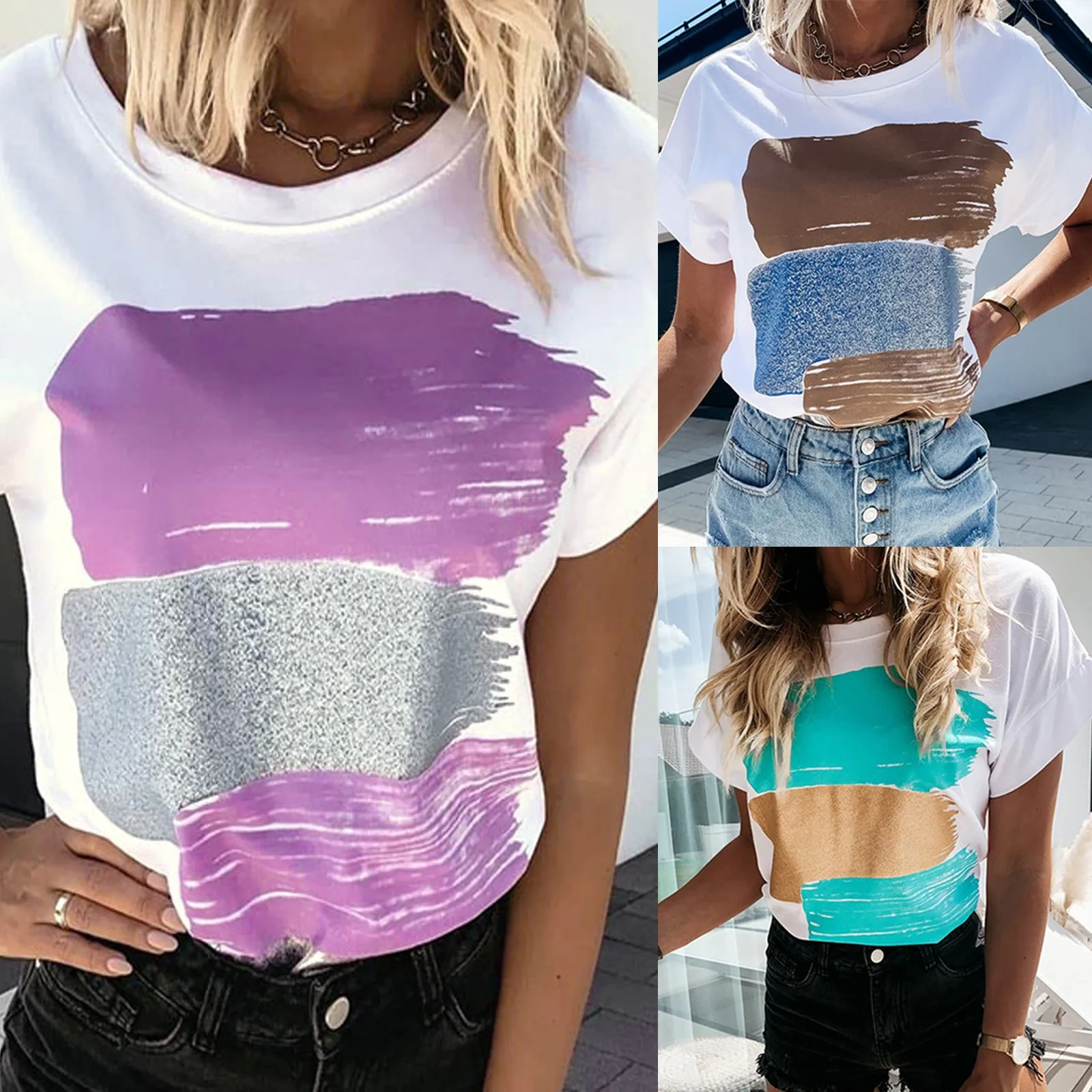 Womens Black Top Dry Fit Top Women Fashion Short-Sleeved Casual Round Women's Loose Printed 4 Black Button up Blouses for Women
Womens Black Top Dry Fit Top Women Fashion Short-Sleeved Casual Round Women's Loose Printed 4 Black Button up Blouses for Women