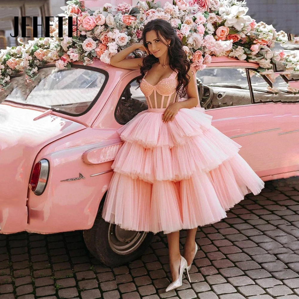 Short Sweetheart-Neck Prom Dresses A-Line Beading Tiered Formal Party Evening Gowns Sexy Illusion Vestidos De Fiesta Custom Made 
Short Sweetheart-Neck Prom Dresses A-Line Beading Tiered Formal Party Evening Gowns Sexy Illusion Vestidos De Fiesta Custom Made