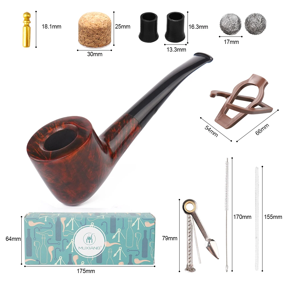 MUXIANG Classical Handmade Briar Wood Tobacco Pipe 3mm Filter 10 Cleaning Free Tools Accessories Smoking Pipe as Gift
MUXIANG Classical Handmade Briar Wood Tobacco Pipe 3mm Filter 10 Cleaning Free Tools Accessories Smoking Pipe as Gift