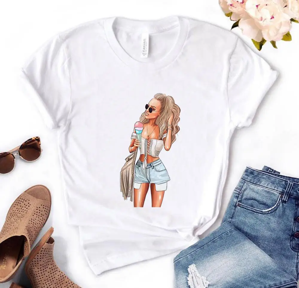 Cute Casual Funny T Shirt Gift for Lady Yong Girl Top Tee Ice Cream Girl Summer Print Women Tshirt
Cute Casual Funny T Shirt Gift for Lady Yong Girl Top Tee Ice Cream Girl Summer Print Women Tshirt
