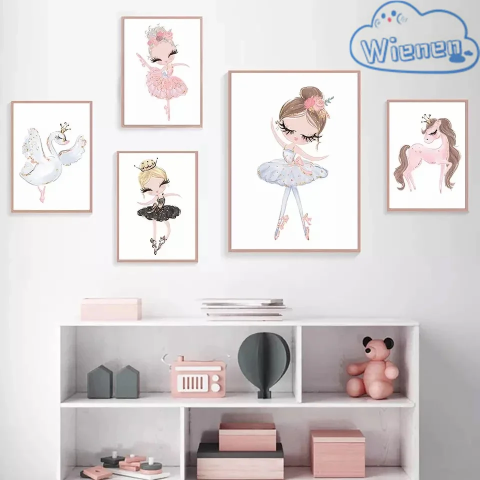 Little Girl Pink Dancing Crown Swan Horse Dress Shoes Poster Wall Art Canvas Paintings For Children Baby Living Room Home Decor
Little Girl Pink Dancing Crown Swan Horse Dress Shoes Poster Wall Art Canvas Paintings For Children Baby Living Room Home Decor