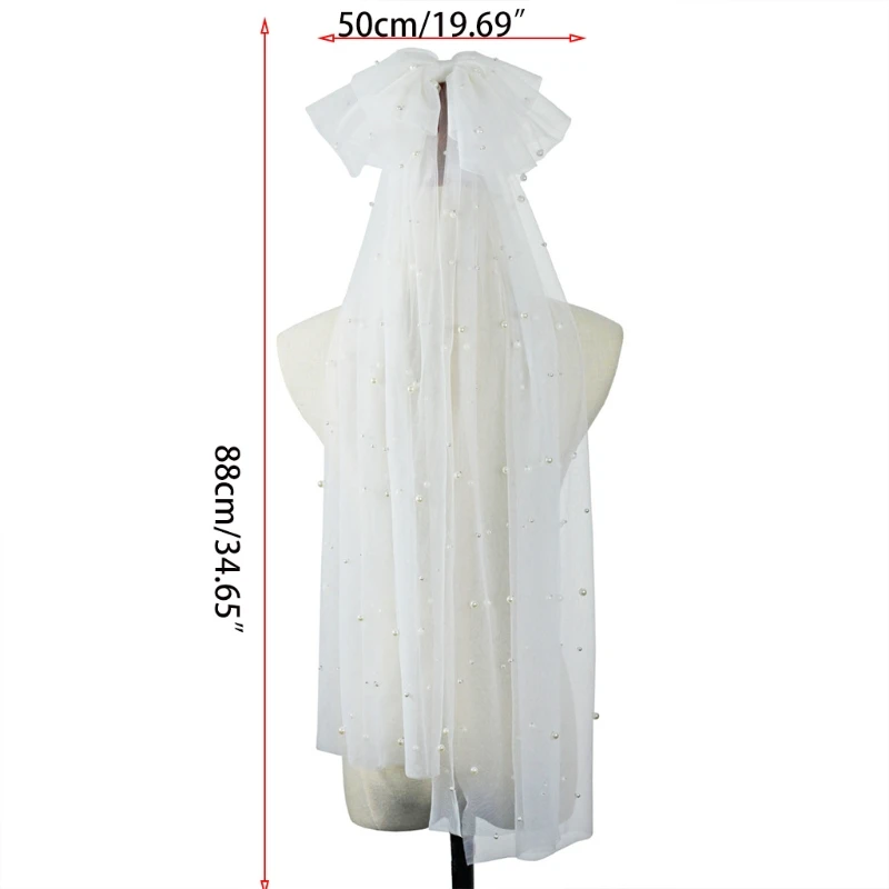 Wedding Bridal Veil with Clip Cut Edge Hair Accessories for Bride Short Sheer Pearls Tulle 35" Large Bow Embellished
Wedding Bridal Veil with Clip Cut Edge Hair Accessories for Bride Short Sheer Pearls Tulle 35" Large Bow Embellished