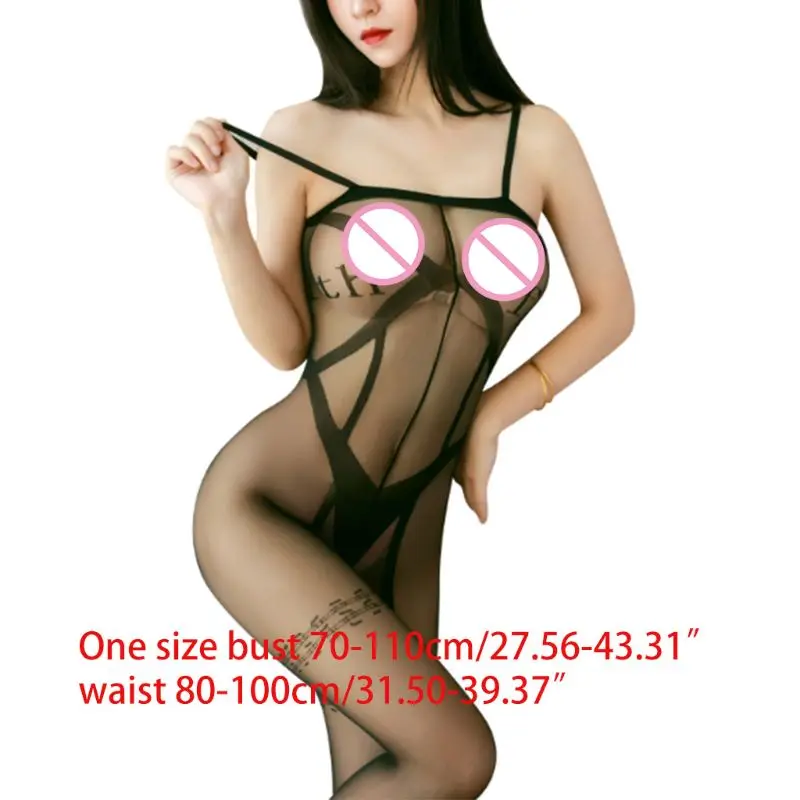 85WB Women Spaghetti Strap Bodysuit Sexy Open Crotch Mesh Striped Tight Bodystockings
85WB Women Spaghetti Strap Bodysuit Sexy Open Crotch Mesh Striped Tight Bodystockings
