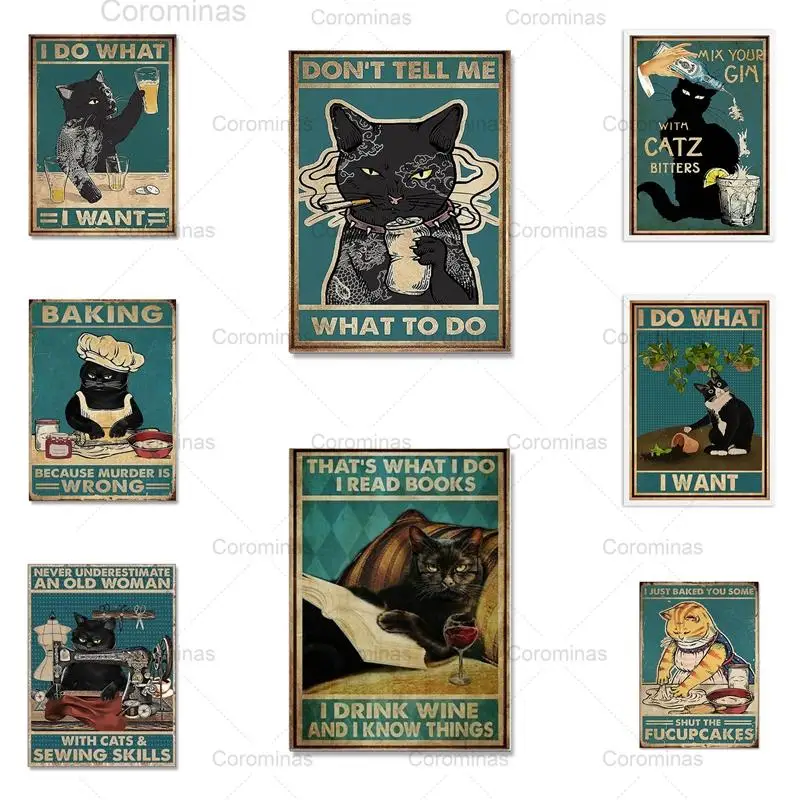 Funny Bathroom Cat Decor Cartoon Black Cats Posters Drinks Wine Vintage Canvas Painting Wall Art Modular Print Pictures for Home
Funny Bathroom Cat Decor Cartoon Black Cats Posters Drinks Wine Vintage Canvas Painting Wall Art Modular Print Pictures for Home