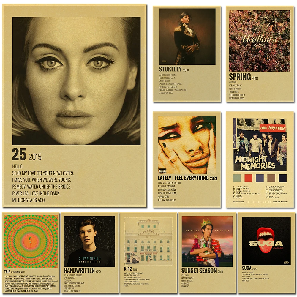 Music Singer Album Cover Retro Poster Vintage Art Prints Kraft Paper Posters Home Bar Cafe Room Decor Art Wall Painting 
Music Singer Album Cover Retro Poster Vintage Art Prints Kraft Paper Posters Home Bar Cafe Room Decor Art Wall Painting