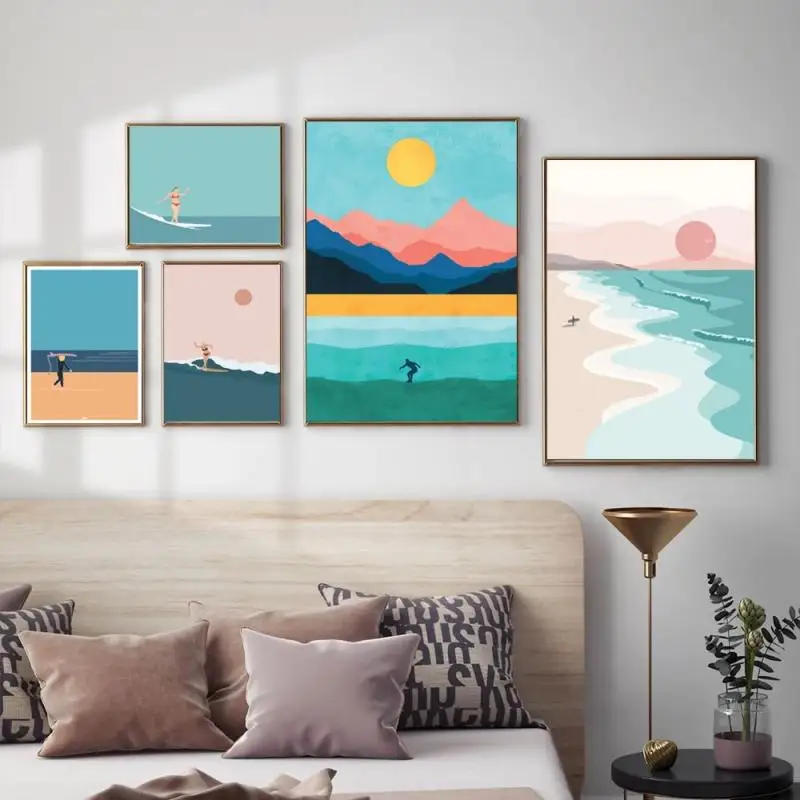 Modern Poster and Print Cartoon Surfing Canvas Painting Beach Waves Sunset Seascape Wall Pictures Home Decor Living Room Mural
Modern Poster and Print Cartoon Surfing Canvas Painting Beach Waves Sunset Seascape Wall Pictures Home Decor Living Room Mural
