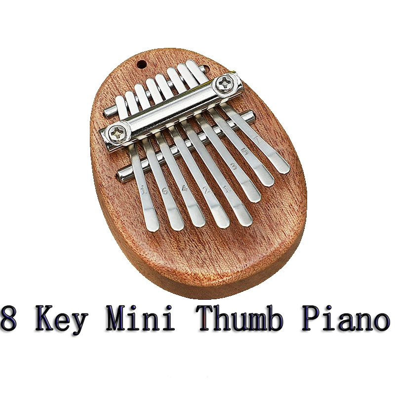 

Мини-пианино для большого пальца Kalimba, 8 клавиш, Деревянный/акриловый маленький переносной музыкальный инструмент, кулон, подарок для взрослых и детей