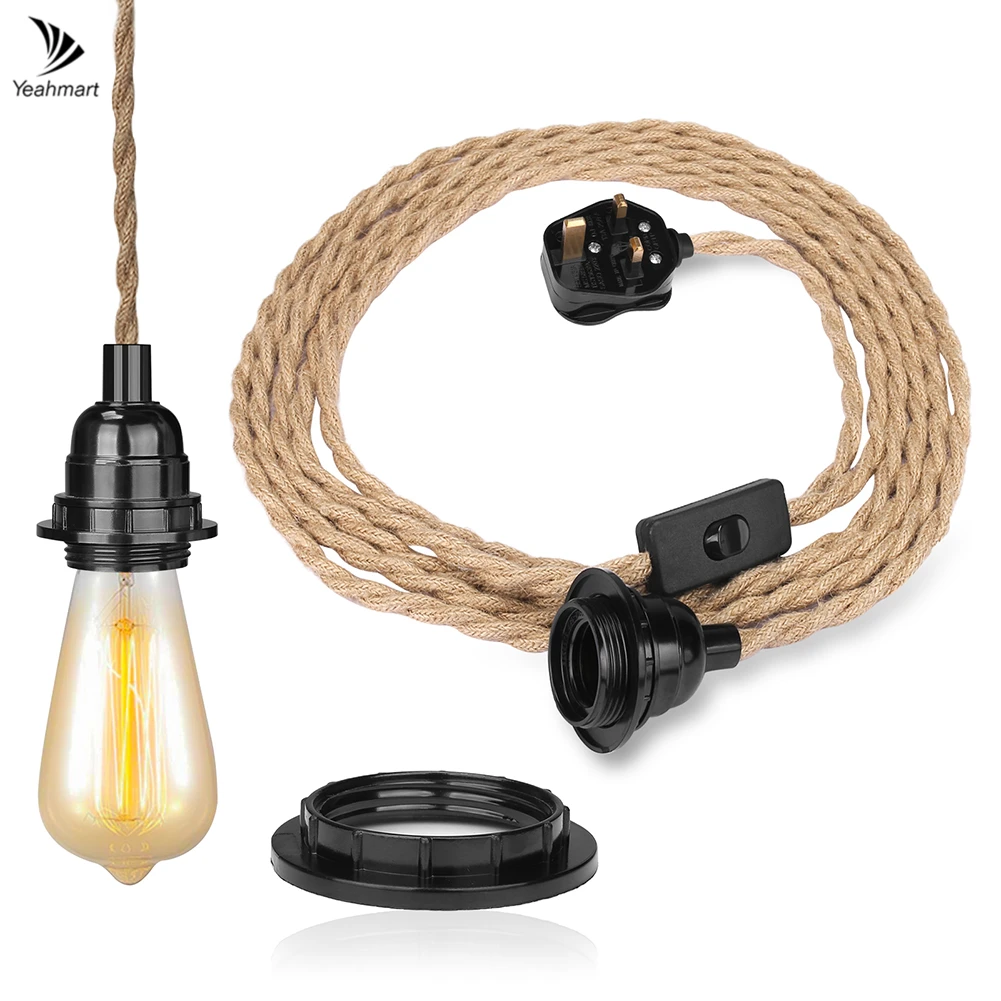 Pendant Light Ceiling Lighting Fitting E27 Lamp Holder Hanging Kits with Hemp Rope Braided Cable Bulb Holder with UK Plug Switch
Pendant Light Ceiling Lighting Fitting E27 Lamp Holder Hanging Kits with Hemp Rope Braided Cable Bulb Holder with UK Plug Switch