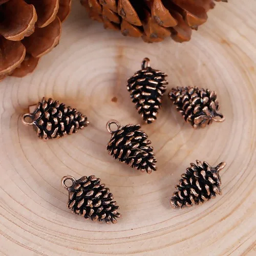 

DoreenBeads Zinc Based Alloy 3D Charms Pine Cone Antique Copper Color 20mm( 6/8") x 12mm( 4/8"), 10 PCs