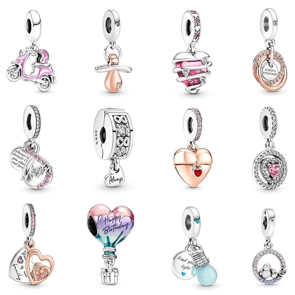 

Authentic 925 Sterling Silver Moments Reveal Your Love Heart Spiral Dangle Charm Bead Fit Pandora Bracelet & Necklace