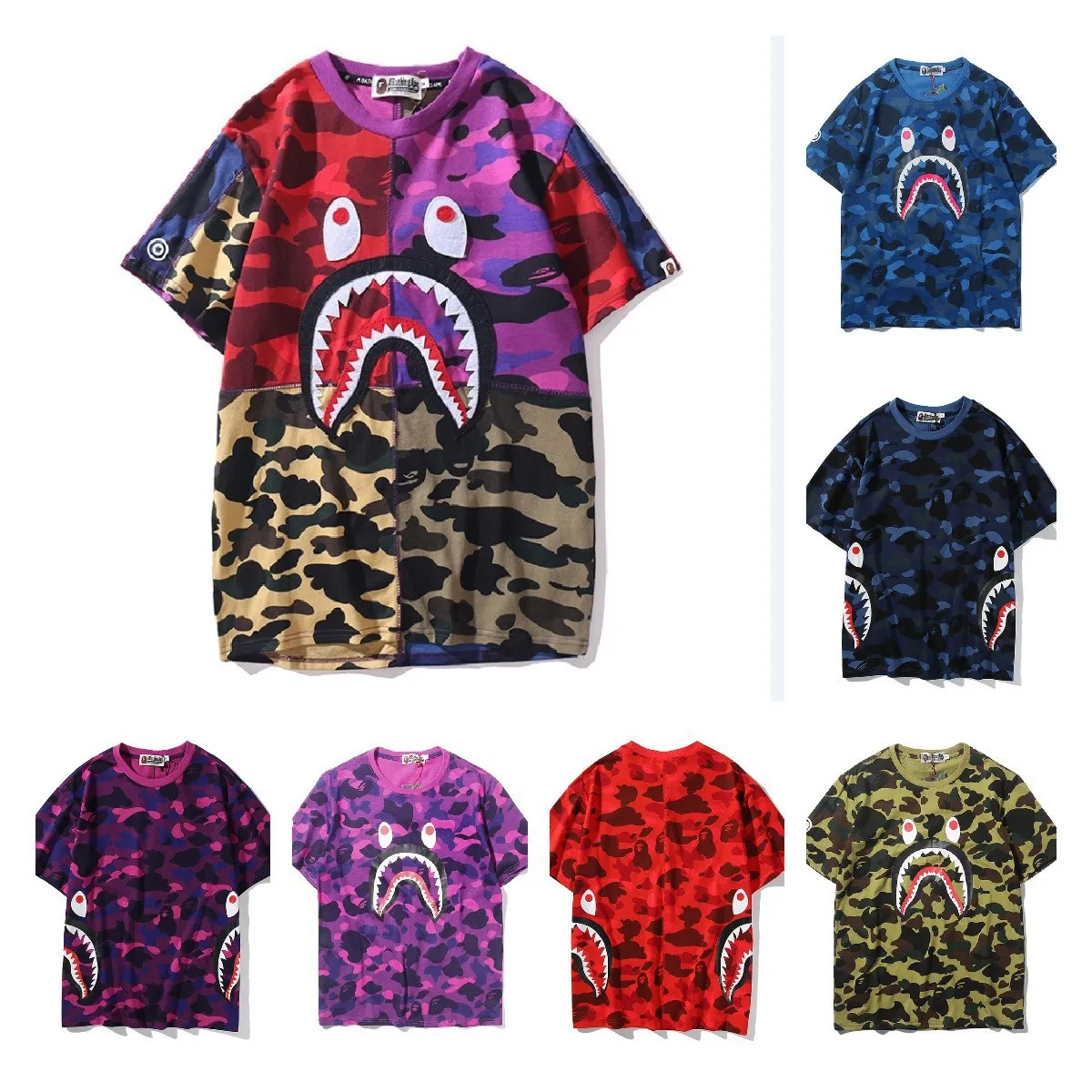 2022 fashion 3D T-shirt Camouflage Colorblock Print T-shirt Harajuku Summer Casual Men's Couples Bapes Shark Mouth Short Sleeves
2022 fashion 3D T-shirt Camouflage Colorblock Print T-shirt Harajuku Summer Casual Men's Couples Bapes Shark Mouth Short Sleeves