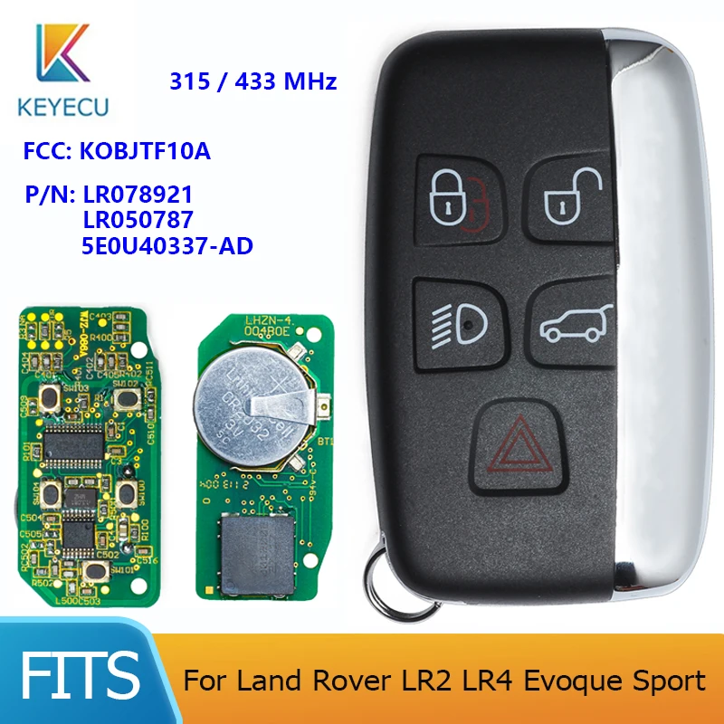 

KEYECU для Land Rover LR2 LR4 Evoque Sport, 5 кнопок, 315 МГц/433 МГц, умная ФКС: kf tf10a, LR078921, LR050787