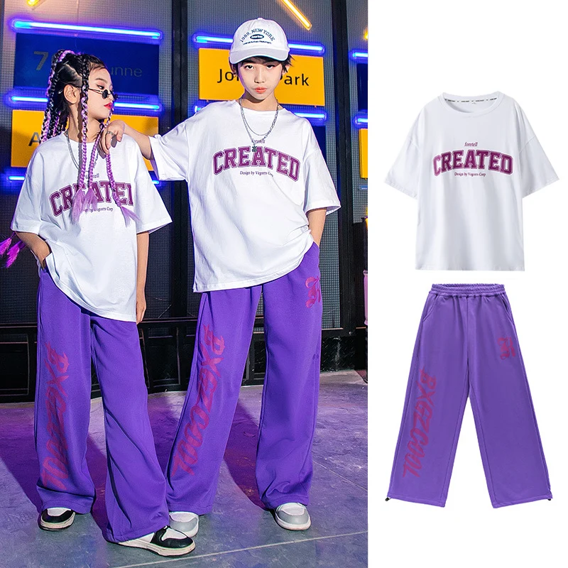 Hip Hop Dancewear White Tops Purple Street Dance Pants Loose Practice Wear Kids Tracksuit Kpop Outfit Streetwear DL10192
Hip Hop Dancewear White Tops Purple Street Dance Pants Loose Practice Wear Kids Tracksuit Kpop Outfit Streetwear DL10192
