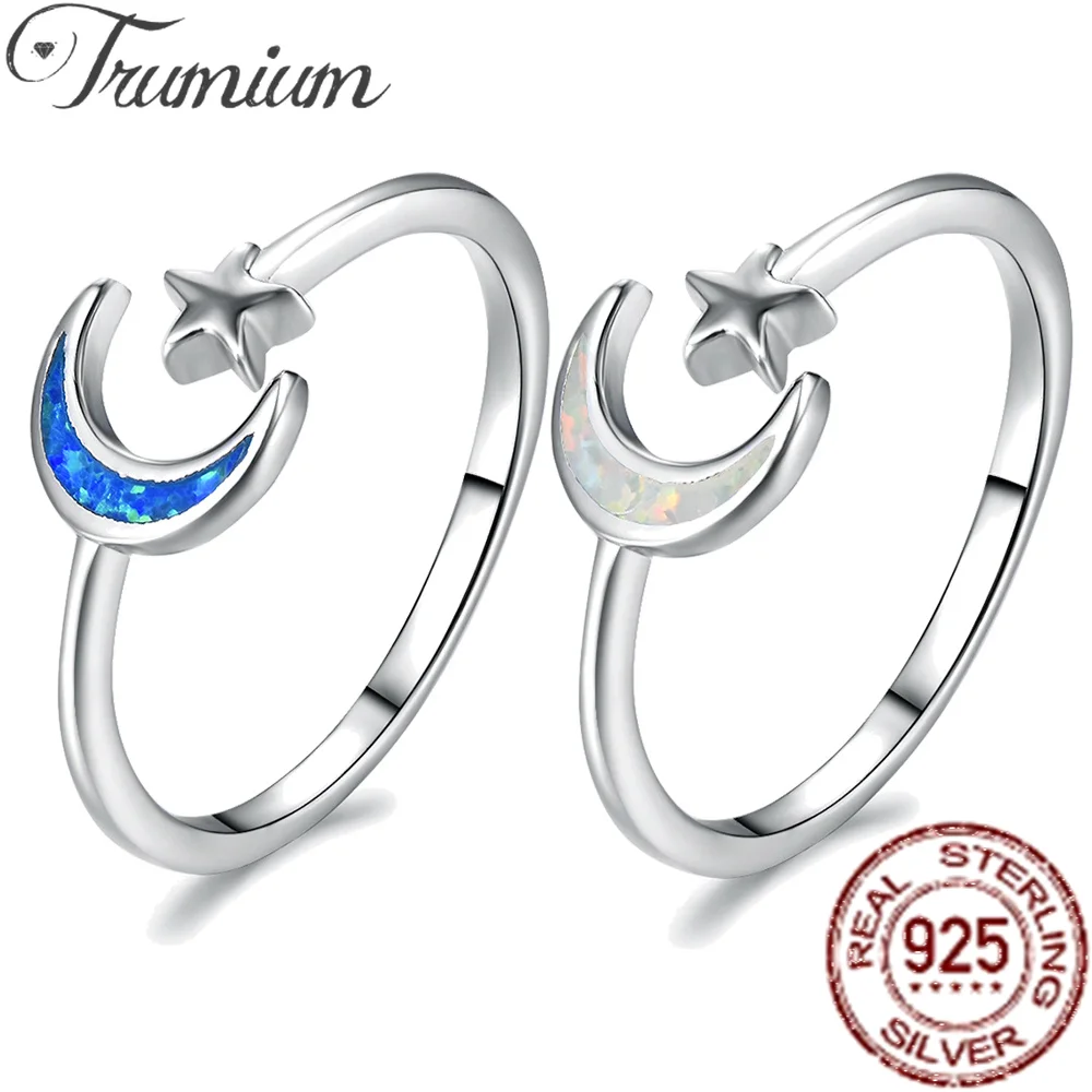 Trumium 100% 925 Sterling Silver Stars Moon Ring Blue/White Opal Stone Adjustable Rings for Women Engagement Minimalist Jewelry
Trumium 100% 925 Sterling Silver Stars Moon Ring Blue/White Opal Stone Adjustable Rings for Women Engagement Minimalist Jewelry