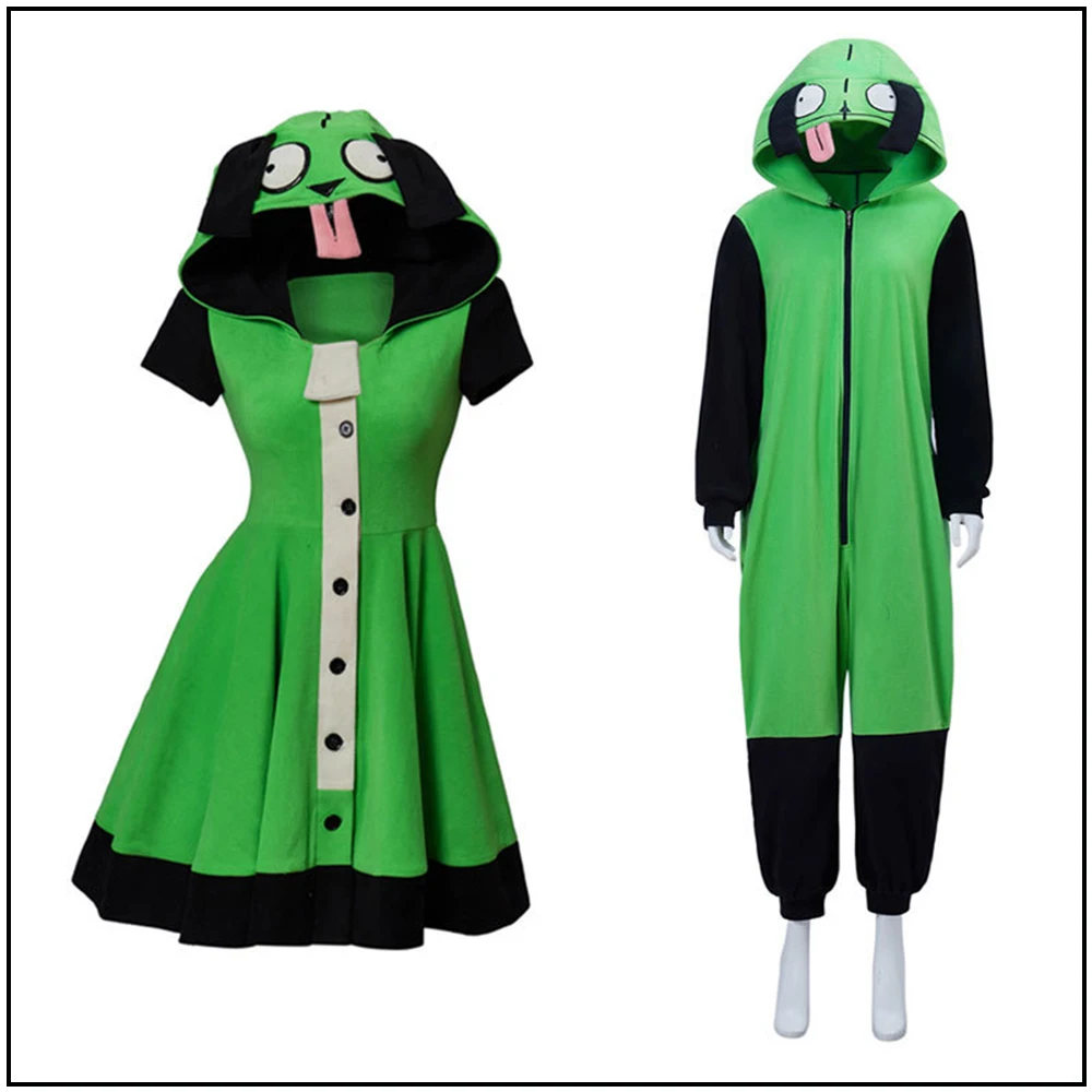 Костюм для косплея Invader Zim, платье-кигуруми в стиле девушки, толстовка с капюшоном, комбинезон, костюм для косплея инопланетянина, костюм на Х... 
Костюм для косплея Invader Zim, платье-кигуруми в стиле девушки, толстовка с капюшоном, комбинезон, костюм для косплея инопланетянина, костюм на Х...