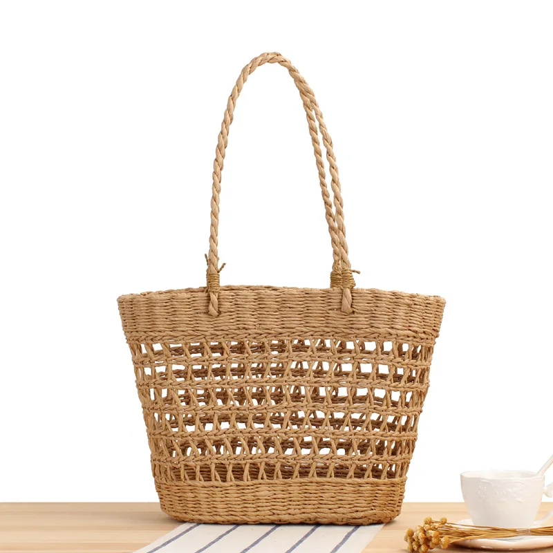 Hollow Hand-woven Basket for Woman Holiday One-shoulder Straw Bag Casual Beach Women's Handbags Photography Props
Hollow Hand-woven Basket for Woman Holiday One-shoulder Straw Bag Casual Beach Women's Handbags Photography Props