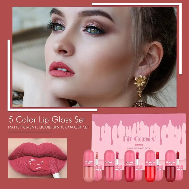 5 Colors Mini Capsule Lip Gloss Set Matte Liquid Lipstick Long Lasting Velvet Lip Glaze Lip Makeup Valentines Day Gift For Girl
5 Colors Mini Capsule Lip Gloss Set Matte Liquid Lipstick Long Lasting Velvet Lip Glaze Lip Makeup Valentines Day Gift For Girl