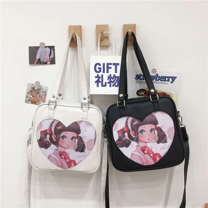 

Xiuya Itabag Japanese Handbags for Women 2023 Lolita Party Cute Pu Leather Shoulder Bag Kawaii Casual Jk Fashion Bolso Mujer