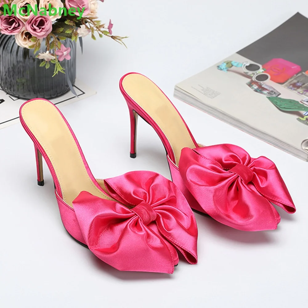 Rose Red Butterfly-knot Thin High Heel Slippers For Female Women Pointed Toe Solid Elegant Fashion Outside Party Dress Shoes
Rose Red Butterfly-knot Thin High Heel Slippers For Female Women Pointed Toe Solid Elegant Fashion Outside Party Dress Shoes