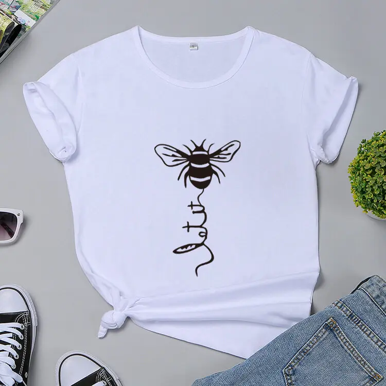 New all-match fashion simple short-sleeved casual T-shirt summer simple bee pattern printing half-sleeve
New all-match fashion simple short-sleeved casual T-shirt summer simple bee pattern printing half-sleeve