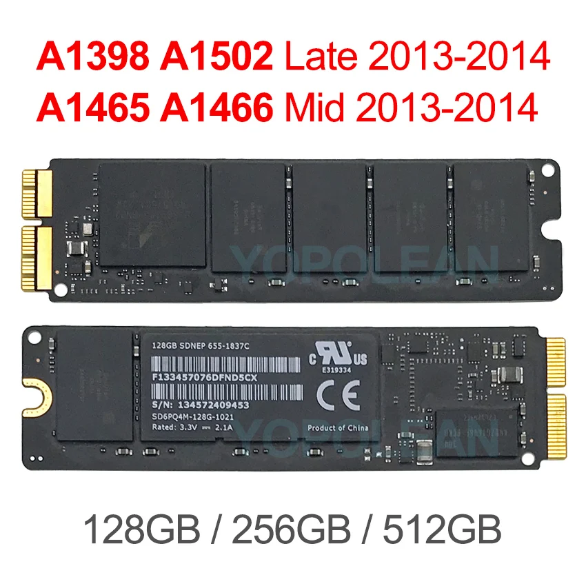Оригинальный твердотельный накопитель SSD для Macbook Air Pro Retina A1398 A1502 A1465 A1466 2013 2014 2015