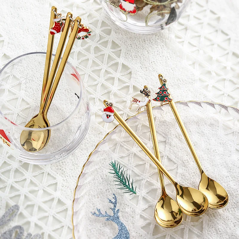 NEW YEAR Stainless Steel Gold/Silver Elk Snowman Santa Spoon 2022 New Year Christmas Decoration XMAS Merry Christmas 2021
NEW YEAR Stainless Steel Gold/Silver Elk Snowman Santa Spoon 2022 New Year Christmas Decoration XMAS Merry Christmas 2021