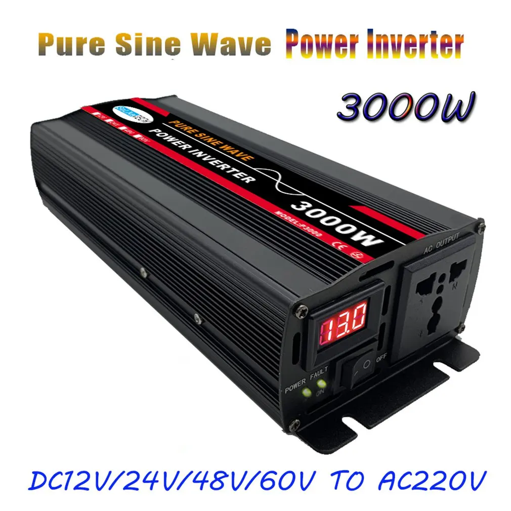 3000W Pure Sine Wave Inverter DC 12V 24V 48V To AC 220V Voltage Transformer Power Converter inversor 12 v 110 v senoidal pura
3000W Pure Sine Wave Inverter DC 12V 24V 48V To AC 220V Voltage Transformer Power Converter inversor 12 v 110 v senoidal pura