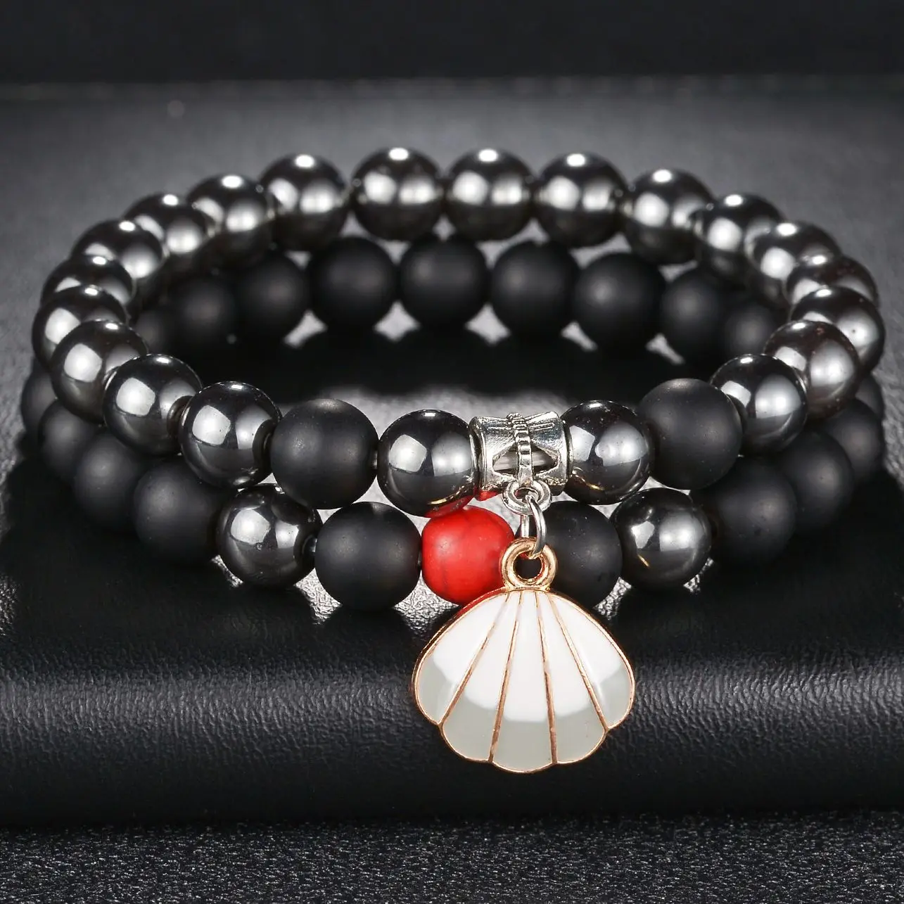8MM Fashion Shell Charm Bracelets Men Hematite Stone Bracelets & Bangles for Women New Friendship Jewelry Gift
8MM Fashion Shell Charm Bracelets Men Hematite Stone Bracelets & Bangles for Women New Friendship Jewelry Gift