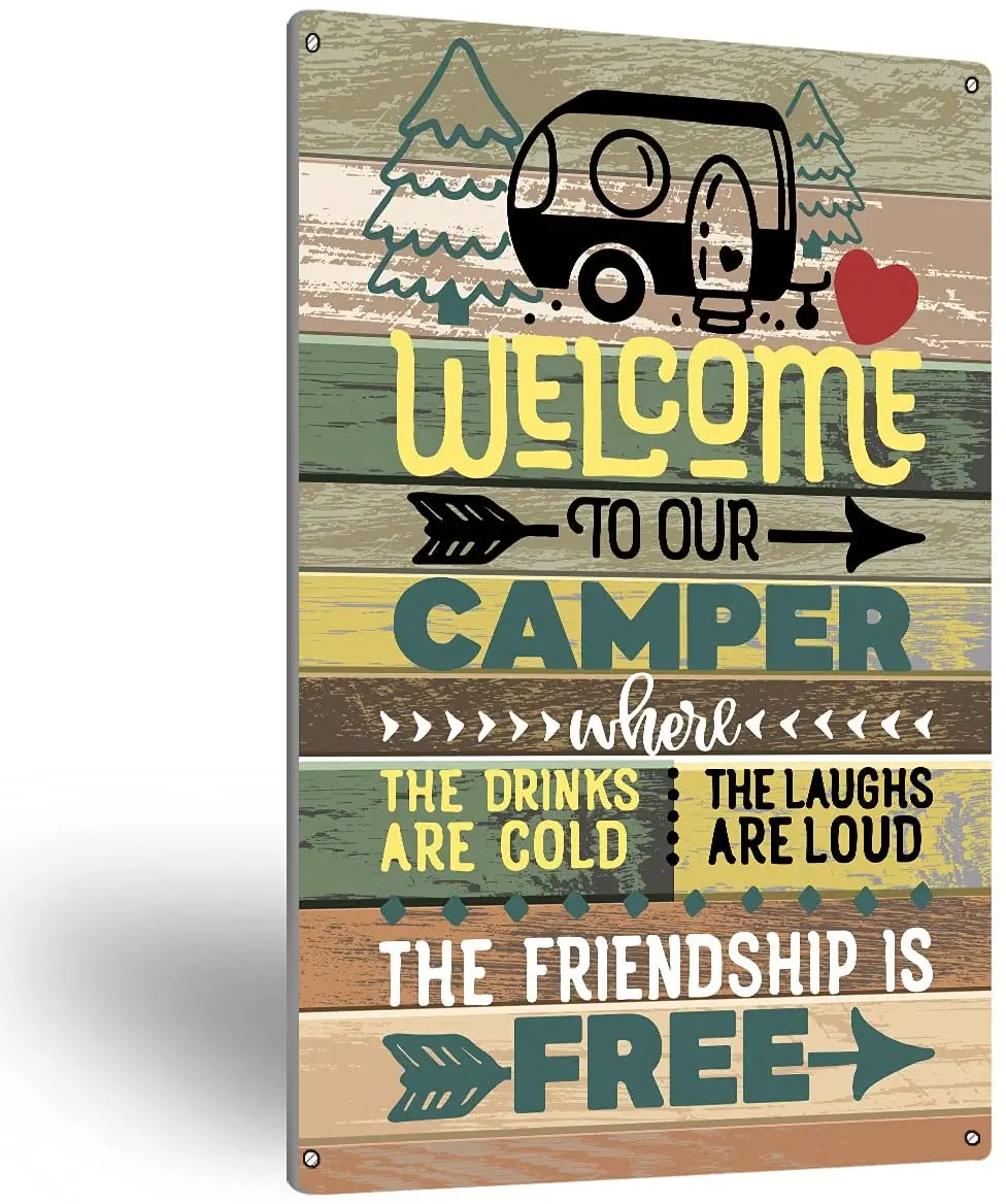 Welcome To Our Camper Camping Metal Tin Sign Wall Art Farmhouse Signs Gifts for Home Country Wall Decor(8" X 12")
Welcome To Our Camper Camping Metal Tin Sign Wall Art Farmhouse Signs Gifts for Home Country Wall Decor(8" X 12")