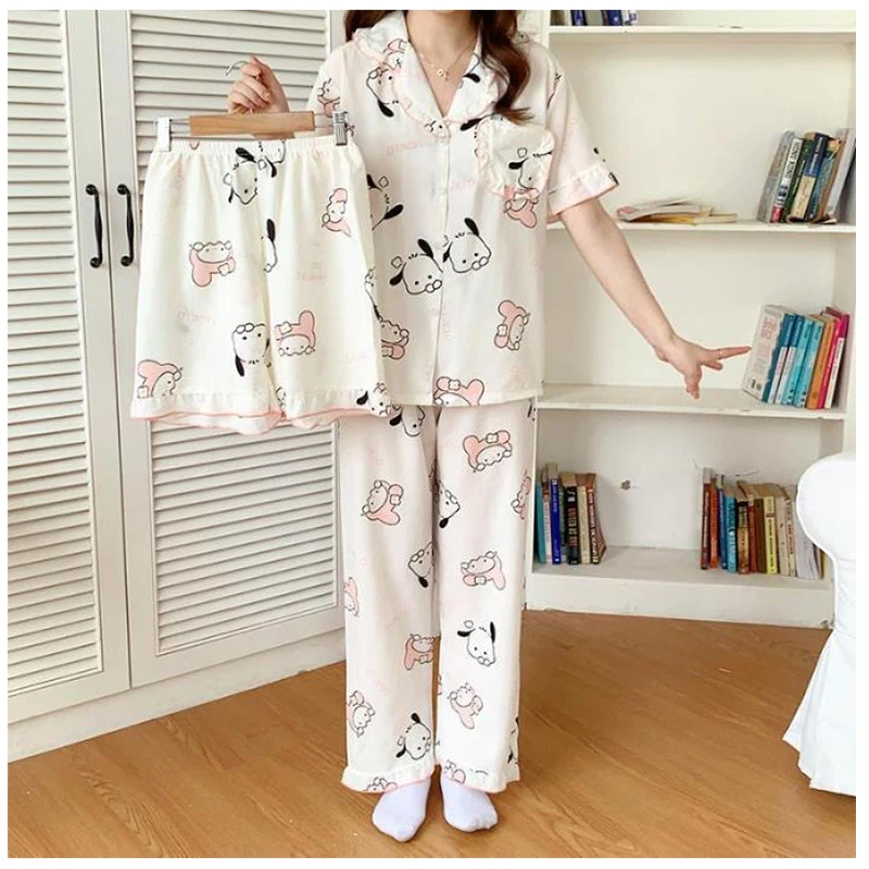 Anime Sanrios Summer Girls Short Sleeved Pants Home Clothe 3Pcs Set Cartoon Kawaii Fashion Comfortable Breathable Lapel Pajamas
Anime Sanrios Summer Girls Short Sleeved Pants Home Clothe 3Pcs Set Cartoon Kawaii Fashion Comfortable Breathable Lapel Pajamas