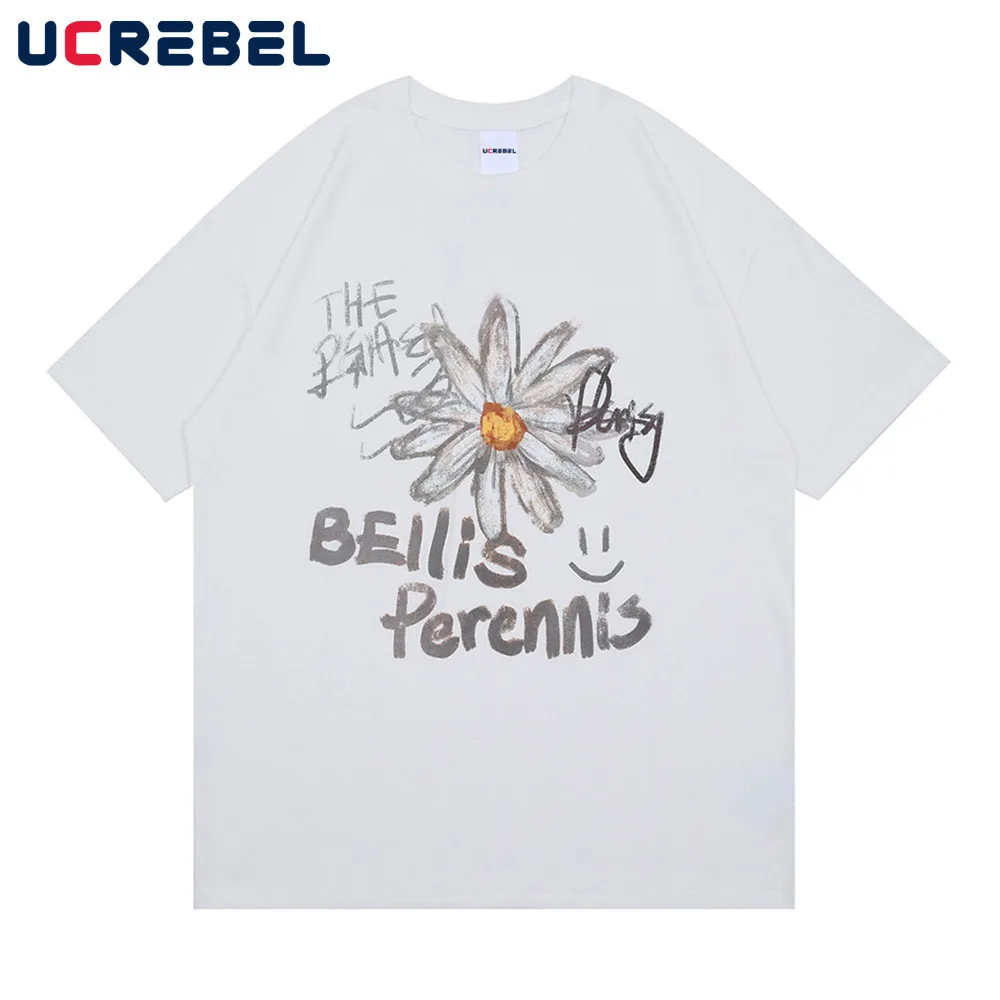 Flower Print Short Sleeve T-shirt Mens Streetwear Trend Loose Half-Sleeve Summer Casual Simple Crew Neck Cotton Tee Men 
Flower Print Short Sleeve T-shirt Mens Streetwear Trend Loose Half-Sleeve Summer Casual Simple Crew Neck Cotton Tee Men