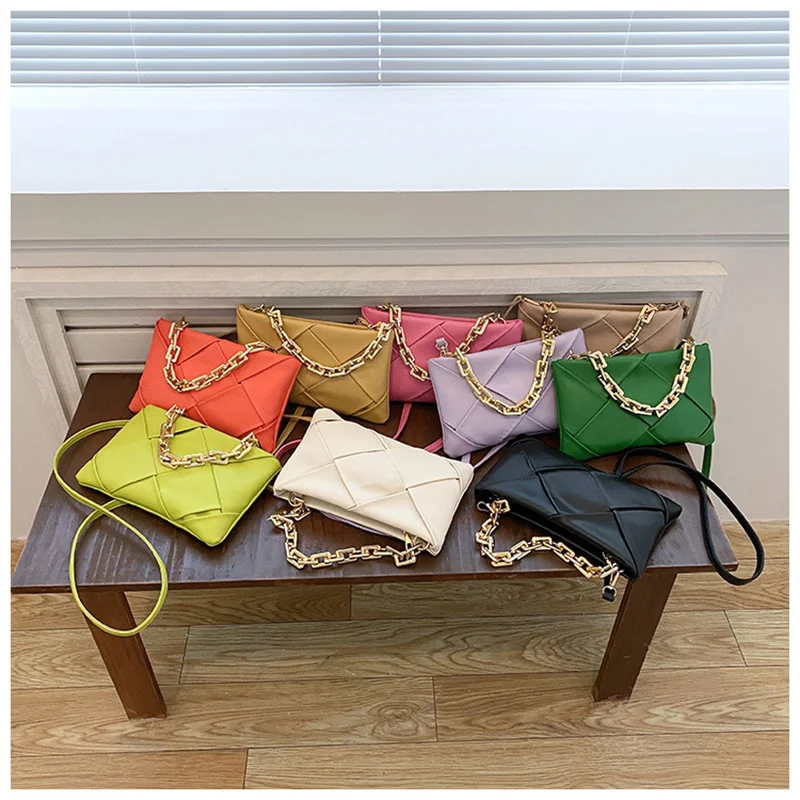 

Braided Candy Colour Fashion Coarse Chain Small Square Bag 2023 New Texture Pop Yankee Single Shoulder Crossbody Underarm Bag