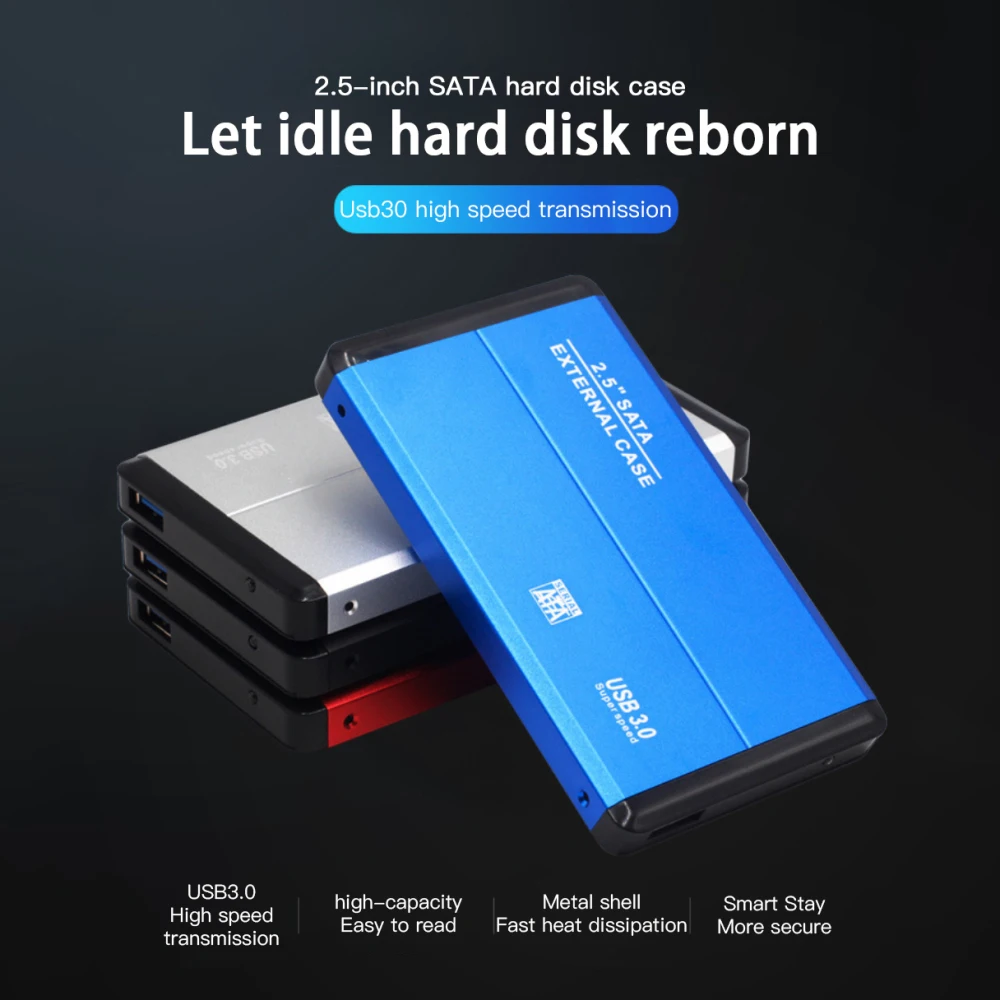 

Plug And Play 2.5 Inch Hdd Case Sata 3.0 To Usb 3.0 Metal Shell Hdd Ssd Enclosure Support All 7mm/9.5mm 2.5-inch Sata 5 Gbps