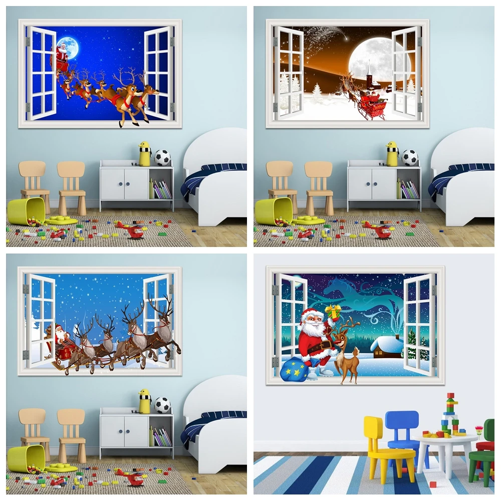 3D Christmas Window Wall Anime Santa Claus Deer Print Art Canvas Poster For Living Room Decoration Home Wall Picture 
3D Christmas Window Wall Anime Santa Claus Deer Print Art Canvas Poster For Living Room Decoration Home Wall Picture