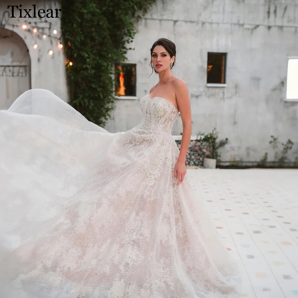 TIXLEAR Stunning Wedding Dresses For Woman A-line Sweetheart Sleeveless Appliques Tulle Lace Open Back Luxury свадебное платье
TIXLEAR Stunning Wedding Dresses For Woman A-line Sweetheart Sleeveless Appliques Tulle Lace Open Back Luxury свадебное платье