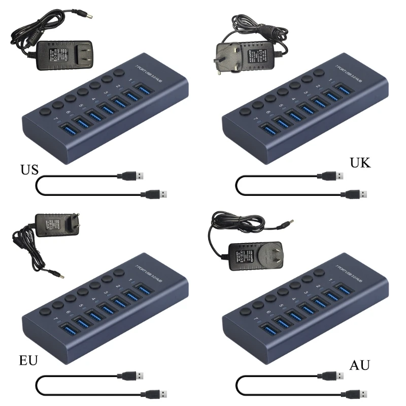 USB3.0 HUB 7x USB Splitter 7-Port USB Expander 12V Power Adapter 5Gbps USB3.0 Docking Station with Switch Led Light
USB3.0 HUB 7x USB Splitter 7-Port USB Expander 12V Power Adapter 5Gbps USB3.0 Docking Station with Switch Led Light