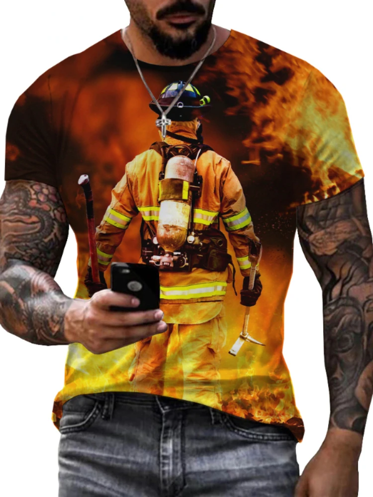 Firefighter hero 3d print t-shirt summer casual trend men's short-sleeved collar street shirt quick drying
Firefighter hero 3d print t-shirt summer casual trend men's short-sleeved collar street shirt quick drying