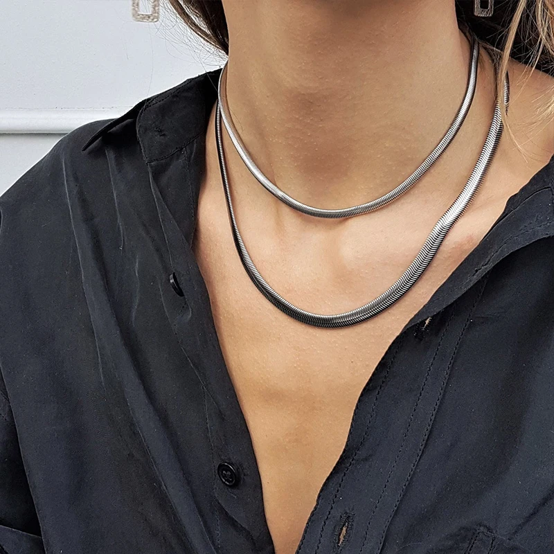 YADELAI Stainless Steel Snake Bone Chain Women Trendy Wild Titanium Steel Clavicle Chain Statement Choker Necklace Dance Jewelry
YADELAI Stainless Steel Snake Bone Chain Women Trendy Wild Titanium Steel Clavicle Chain Statement Choker Necklace Dance Jewelry