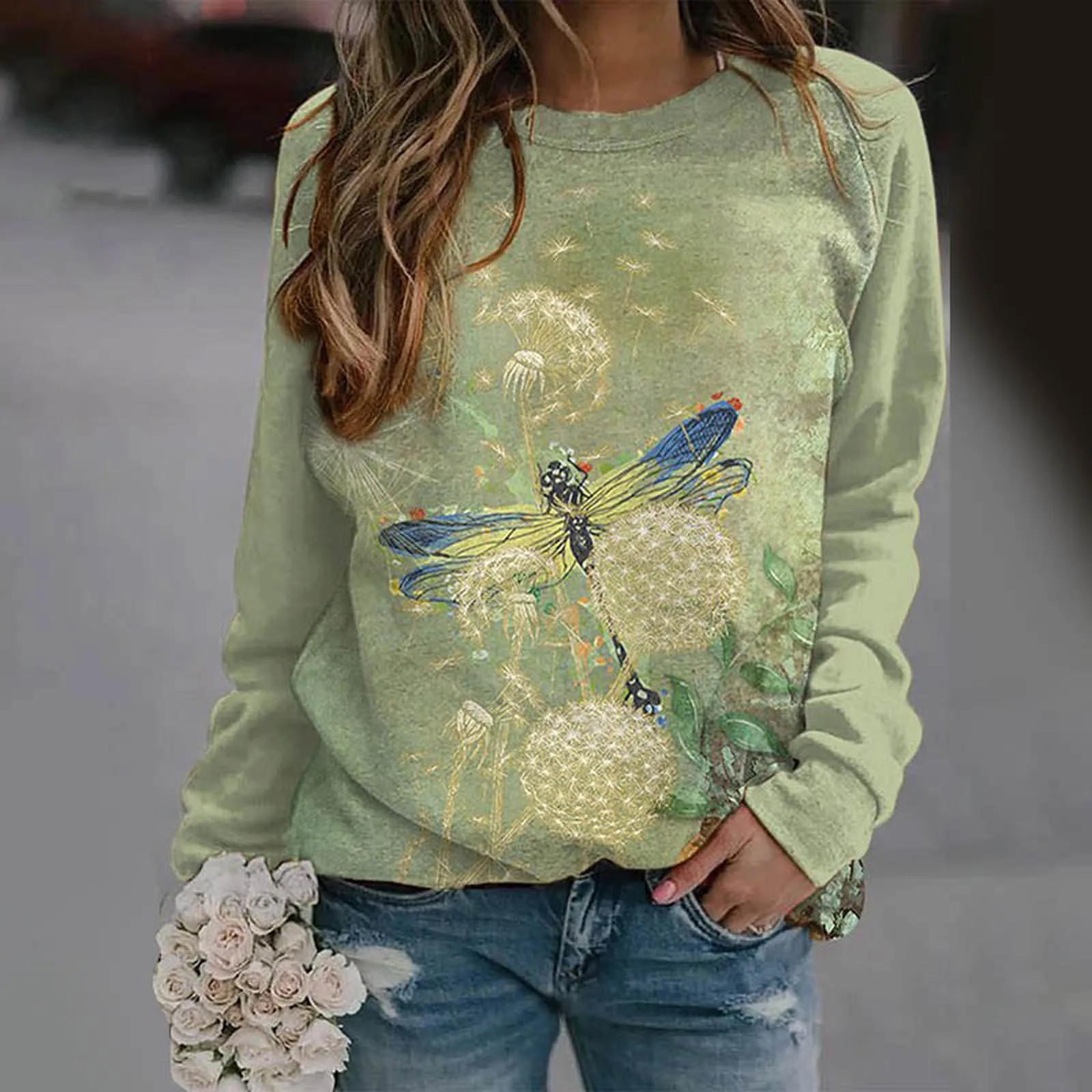 Women Fashion Dragonflys Print O-neck Long Sleeves Casual Loose Tops Blouse Knit Shirts Cotton Sleeping Shirts Women
Women Fashion Dragonflys Print O-neck Long Sleeves Casual Loose Tops Blouse Knit Shirts Cotton Sleeping Shirts Women