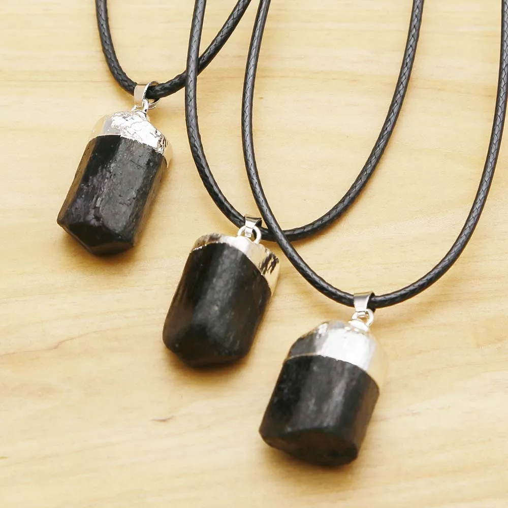 Natural Stone Raw Ore Black Tourmaline Leather Rope Necklace Plating Silver Pendant Reiki Charm DIY Jewelry Accessories Gift 1Pc
Natural Stone Raw Ore Black Tourmaline Leather Rope Necklace Plating Silver Pendant Reiki Charm DIY Jewelry Accessories Gift 1Pc