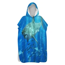 Sea Shark Orcas Whale Starfish Conch Adult Kid Hooded Poncho Towel Swim Beach Changing Robe Sand Free Quick Dry Drop Shipping