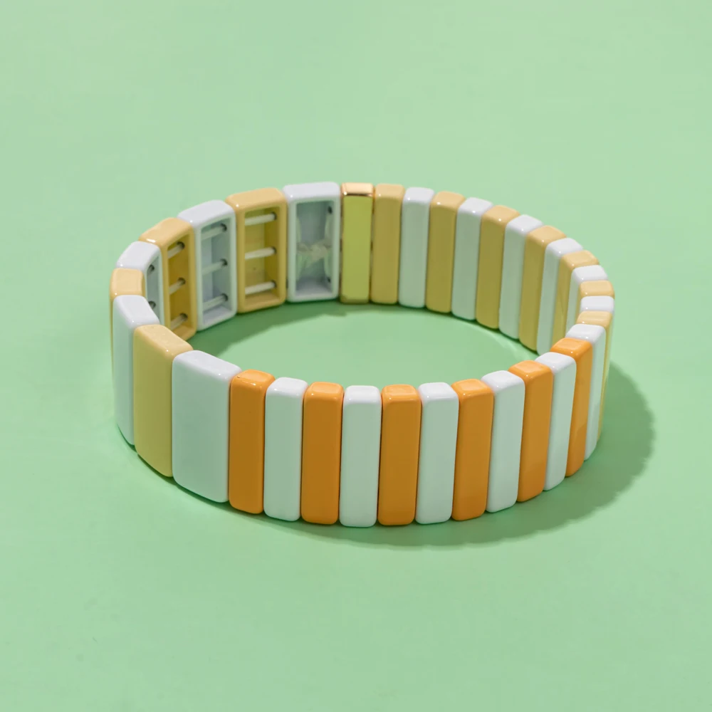 New Design Fashion 16MM Enamel Bracelets Colorful Bohemian Elastic Bracelet for Women Rainbow Color Tila Bangle Gift
New Design Fashion 16MM Enamel Bracelets Colorful Bohemian Elastic Bracelet for Women Rainbow Color Tila Bangle Gift