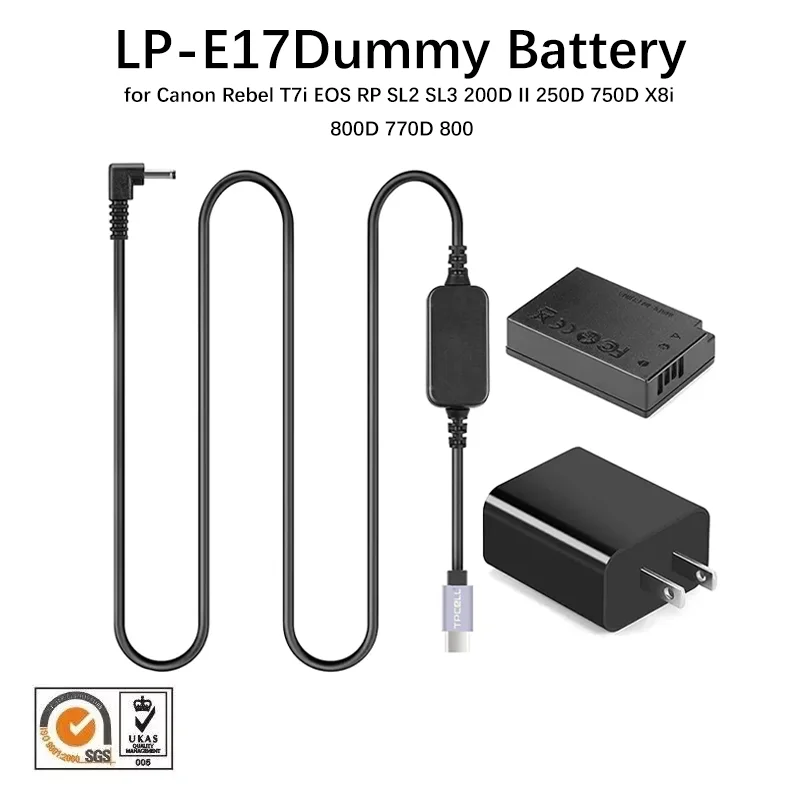ACK-E18 DR-E18 Infinite Power Adapter LP-E17Dummy Battery for Canon Rebel T7i EOS RP SL2 SL3 200D II 250D 750D X8i 800D 770D 800
ACK-E18 DR-E18 Infinite Power Adapter LP-E17Dummy Battery for Canon Rebel T7i EOS RP SL2 SL3 200D II 250D 750D X8i 800D 770D 800