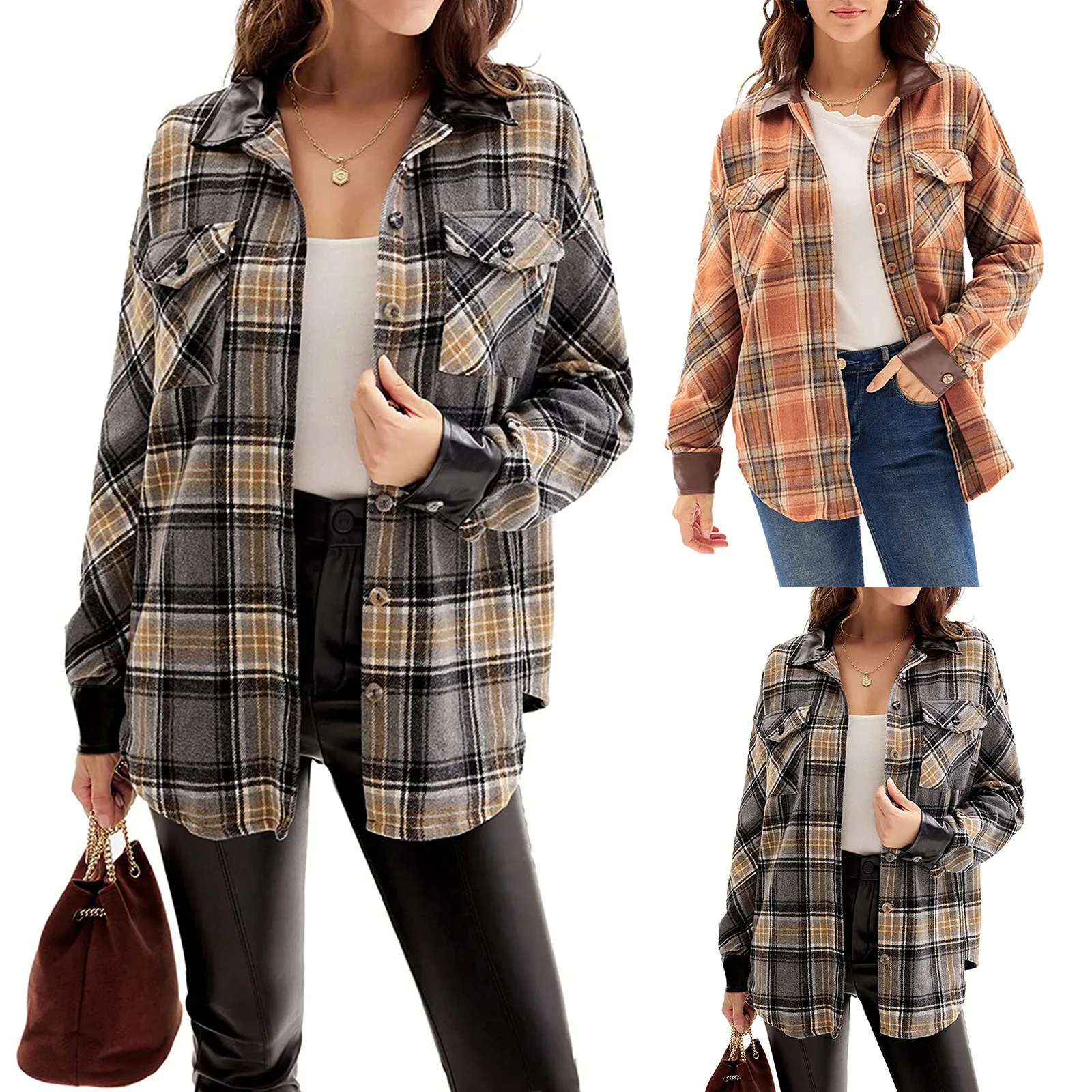 In Stock Women's Button Down Plaid Pocket Jackets Boyfriend Long Sleeve Oversized Leather Lapel Collar Coat Tops Fast Shipping
In Stock Women's Button Down Plaid Pocket Jackets Boyfriend Long Sleeve Oversized Leather Lapel Collar Coat Tops Fast Shipping